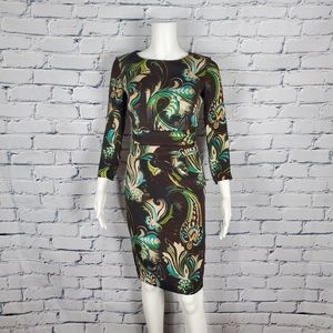 Etro Green and Brown Print Silk-blend Dress